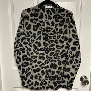 Grey/Black Leopard Print Blouse